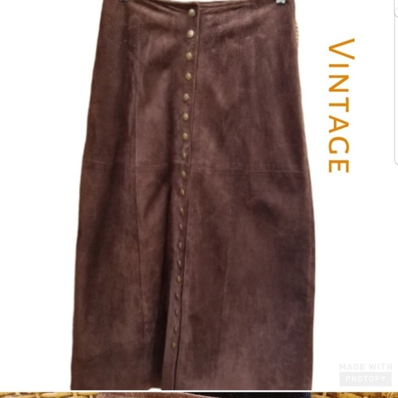 Vintage Dresses & Skirts - Gorg Vintage suede maxi skirt 8